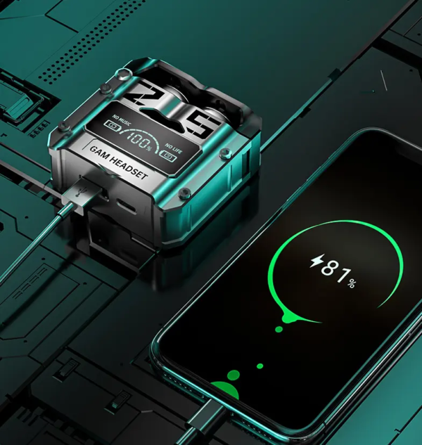 Premium M25 gaming earbuds with RGB light and charging case
